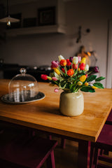 Luxury artificial Tulip arrangement styled in a sleek vase perfect for home styling or to gift.