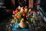 Luxury artificial Tulip arrangement styled in a sleek vase perfect for home styling or to gift.